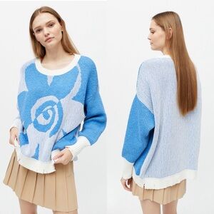 Urban Outfitters / Esme Jacquard Pullover Sweater in Blue Multi